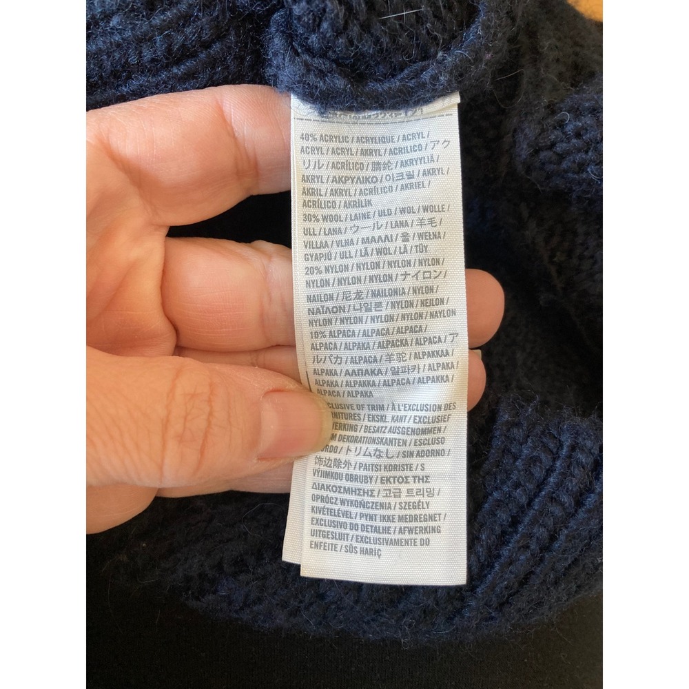 Abercrombie & Fitch Cable Knit Cardigan Sweater Womens Small Navy Blue Moose - Picture 8 of 12